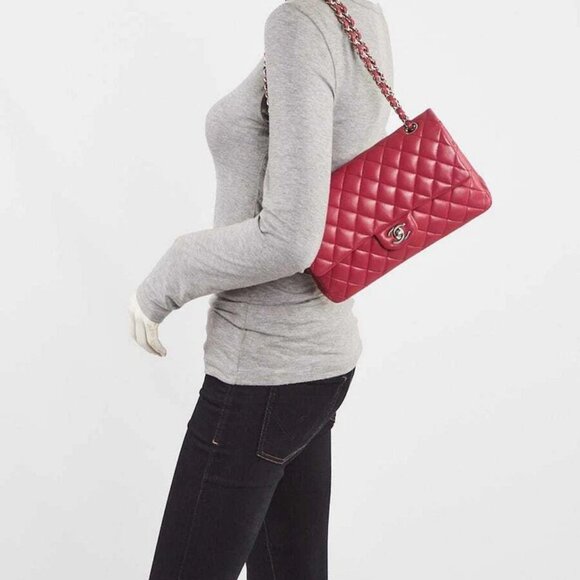 Chanel Pink Quilted Lambskin Leather Classic Medium Double Flap Bag - Picture 2 of 10